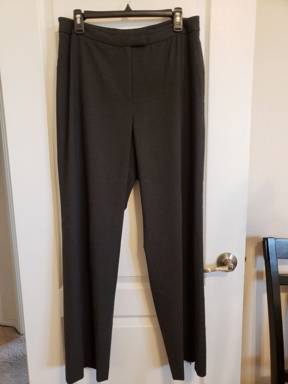 Jones & CO stretch, gray slacks with hidden, back zipper hem, size 14